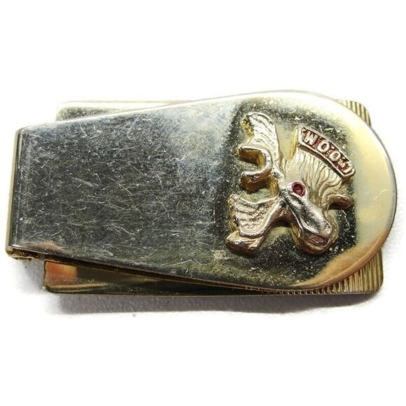 L.O.O.M. Moose Flip Up Gold Tone Money Clip Stainless Steel Wallet CC Cash - Picture 2 of 10